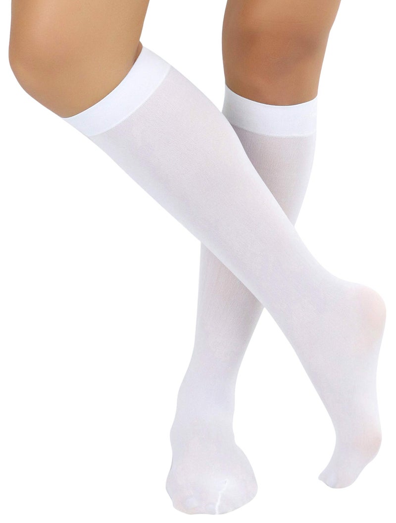 ToBeInStyle Women's Nylon Knee High Opaque Socks - White - One Size - Image 1